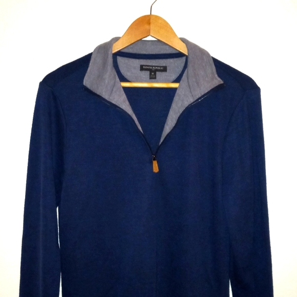 Banana Republic Other - Banana Republic Men's Navy Blue Quarter-Zip Sweater Poly Blend NWOT Size M